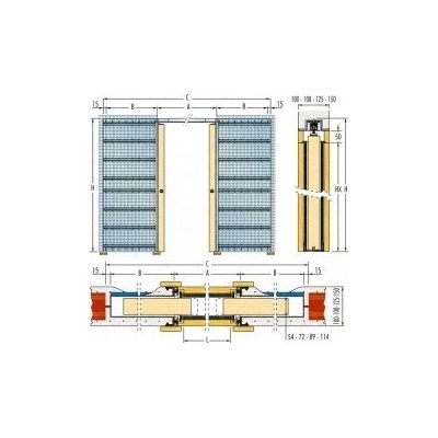 Pouzdro pro posuvné dveře Eclisse do ZDI 125mm dvoukřídlé pro dveře 110+110cm