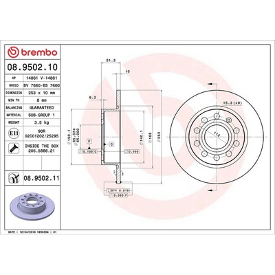 Brzdový kotouč BREMBO 08.9502.11 – Hledejceny.cz