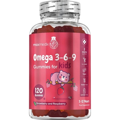 WeightWorld Имунитет и мозъчна функция Омега 3-6-9 за деца 120 желирани таблетки, с вкус на ягода и малина (127575 ww)