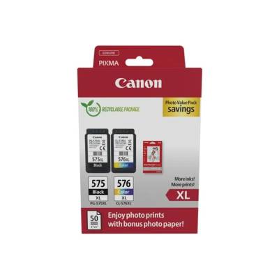 Canon PG575XL + CL576XL + 10x15 GP501 Photo Paper Multipack (5437C006)