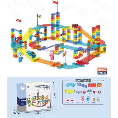 Mamido Magnetické kocky 240 ks Závodná dráha XXL