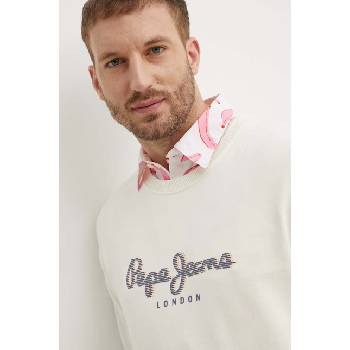 Pepe Jeans Памучен суичър Pepe Jeans SAUL CREW в бежово с принт PM582702 (PM582702)