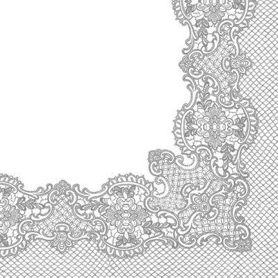 PAW servítky L Royal Lace Frame Silver 33X33cm