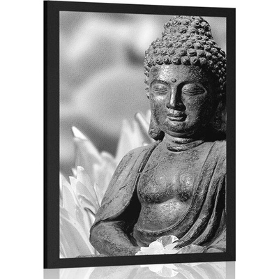 Plakát klidný Buddha v černobílém provedení - 20x30 black