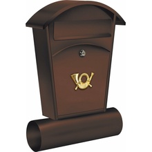 Poštovní schránka TOYA TO-78592 se stříškou oblou + zásobník na noviny 480x280x80mm hnědá