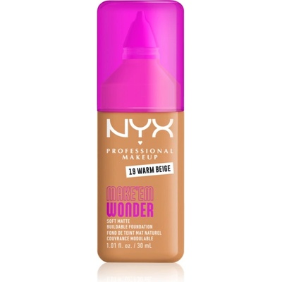 NYX Professional Makeup Make ‘Em Wonder лек матиращ фон дьо тен цвят 19 Warm Beige 30ml