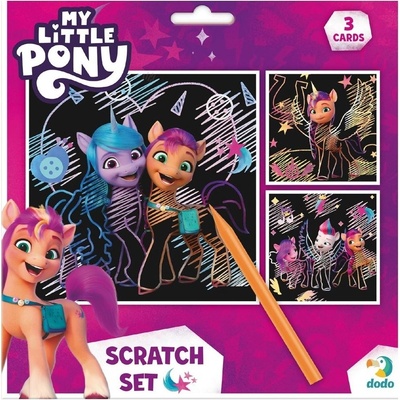 Škrabací obrázek 3ks barevný My little Pony 20x20cm na kartě