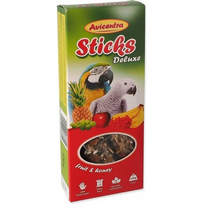 Avicentra Sticks Deluxe veľcí papagájové tyčinky s ovocem a medom 110 g