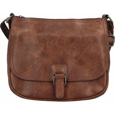 Trendy dámská koženková crossbody kabelka Gertha tmavě hnědá