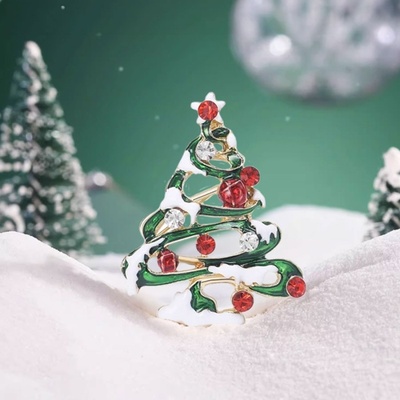 Éternelle Vánoční brož Christmas Tree 14 vánoční stromeček B2441 zlatá