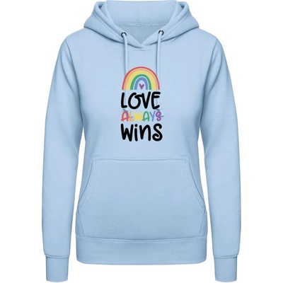 AWDis Dúhová mikina s Nápisom Love Always Wins nebeská modrá