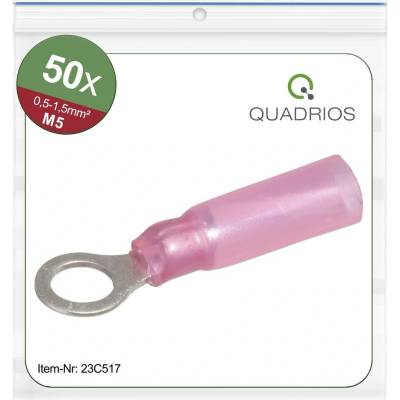 Quadrios 23C517 guľaté káblové oko Prierez=1.5 mm² Ø otvoru=5.3 mm čiastočne izolované červená 50 ks