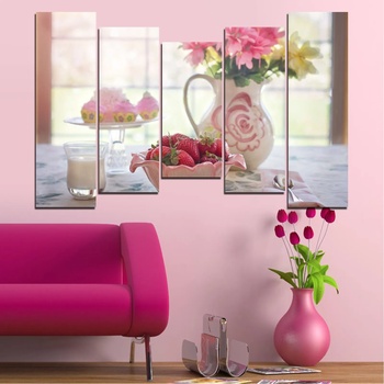 Vivid Home Картини пана Vivid Home от 5 части, Цветя, Канава, 110x65 см, 4-та Форма №0584