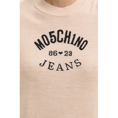 Moschino Jeans Вълнен пуловер Moschino Jeans дамски в бежово от лека материя J0931 8700 (0931.8700)