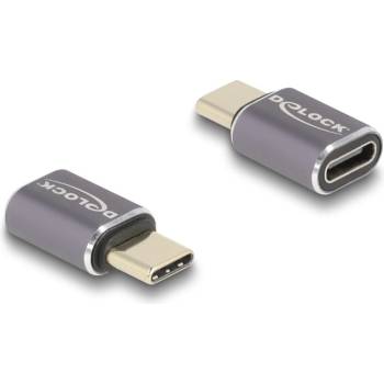 Delock USB адаптер 40 Gbps USB Type-C PD 3.0 100 W с щепсел за конектор - с втулка, спестяване на порт 8K 60 Hz метал