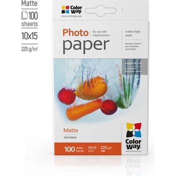 ColorWay Фотохартия, матова, 220 g/m2, 10x15, 100 листа (PM2201004R) (PM2201004R)