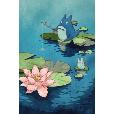 Plagát, Obraz - Fishing in the pond, 61 × 91.5 cm