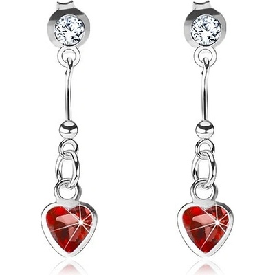 Šperky eshop ze stříbra červené srdce tyčinka s kuličkou čirý krystal Swarovski I30.21