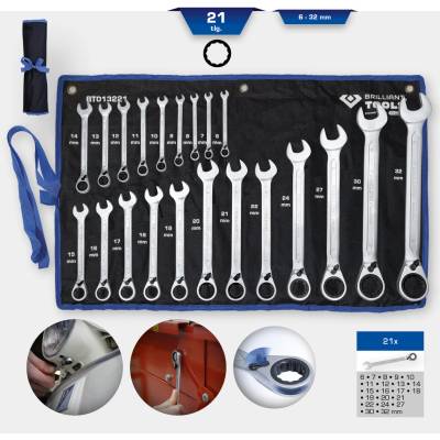 KS tools Súprava prstencových kľúčov s račňou 21-dielna 6 - 32 mm BT013221