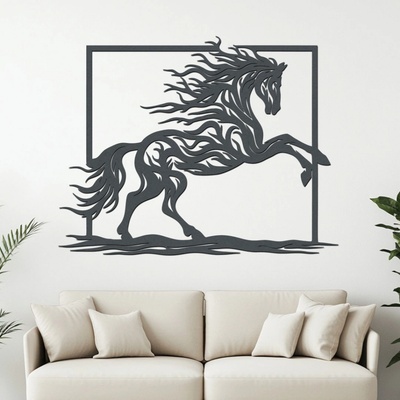 dřevo života Dřevěný obraz HORSE Rozměry (cm): 60x47, Zvolte barvu dekoru: Antracitová