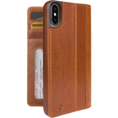 Twelve South Journal - луксозен кожен калъф тип портфейл за iPhone XS Max (кафяв)