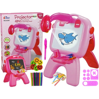 Lean Toys Multifunkčná tabuľa s projektorom a šablónami ružová
