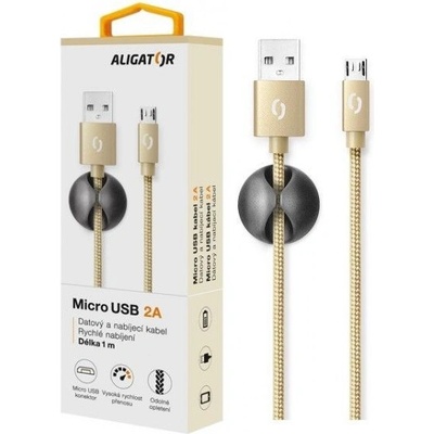ALIGATOR PREMIUM Datový kabel 2A, Lightning zlatý (DATKP06)