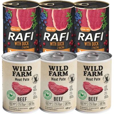 Dolina Noteci Rafi s kachnou 3 x 400 g a Wild Farm Pate Beef 3 x 400 g