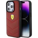 Ferrari Ferrari Leather Stitched Lines Калъф за iPhone 15 Pro, червен
