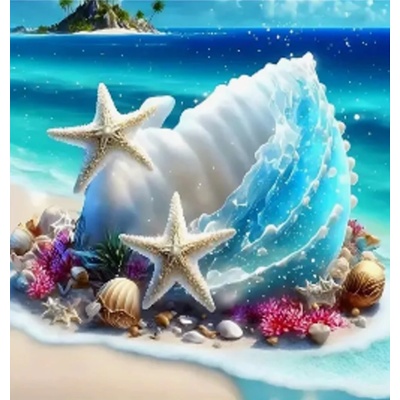 Norimpex - Puzzle Diamant painting: Seashells on the island 30x40 cm - 1 - 39 piese