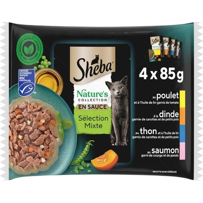 Sheba Natures Collection Mix паучове за котка с птиче и риба 4 * 85gr