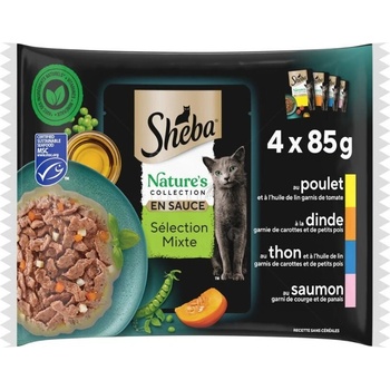 Sheba Natures Collection Mix паучове за котка с птиче и риба 4 * 85gr