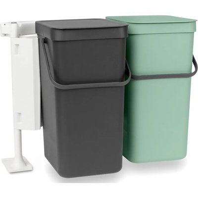 Brabantia Zabudovateľný odpadkový kôš SORT & GO 2 x 16 l, sivá/zelená, Brabantia (BRAB214462)