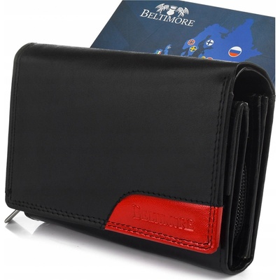 Beltimore Dámská kožená peněženka s RFiD ochranou velká na karty černá kůže