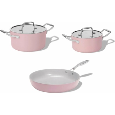 Elmich Základní sada keramického nádobí Vital 3 ks, 2 hrnce a 1 pánev, růžová – Hledejceny.cz
