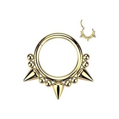 Šperky4U zlacený piercing kruh segment s hroty K01066GD-1210