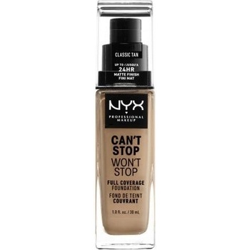 NYX Professional Makeup Can't Stop Won't Stop 24 hour Foundation Vysoce krycí make-up 12 Classic Tan 30 ml