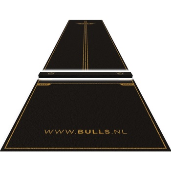 Koberec před terč Bulls Advantage s odhozovou lištou, 300x85 cm, černo-zlatý