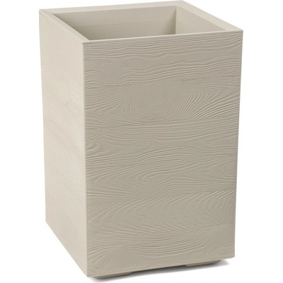 HowHomely PLASTOVÝ KVETINÁČ NA KOLIESKACH BETONIQUE ECO 60X40X40 CM DREVENÝ DEKOR KRÉMOVÁ