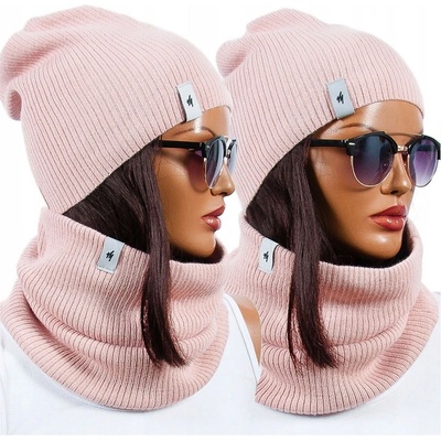 Zimní set Maria čepice a nákrčník růžová