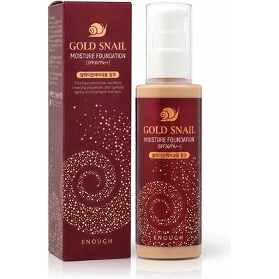 Enough Подмладяващ фон дьо тен с муцин от охлюв нюанс 21 SPF 30 Enough Gold Snail Moisture Foundation SPF30
