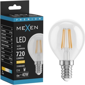 Mexen Vintis LED филaментовa крушка E14, G45, 6W, Топла - 2700K, 720 lm, прозрачна (L156-E14-0627-00)