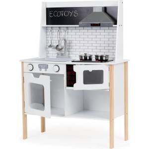 ECOTOYS Дървена кухня за деца + светлинни звуци (plk537)