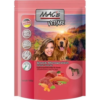 MAC'S Mac’s VetCare Monoprotein Dog Adult, меко лакомство за пораснали кучета, БЕЗ ЗЪРНО, с конско (мин. 80% месо), 100 гр - Германия - 9614