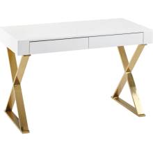 Wohnling Brüxxi Písací stôl Famu, 118 cm, biela / zlatá