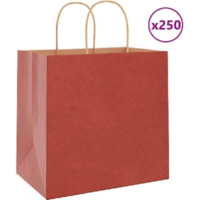vidaXL Papírové sáčky 250 ks s uchy červené 26x17x25 cm