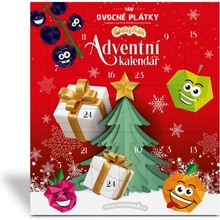 OVOCŇÁK Adventní kalendář ovocné plátky 240g překvapení 3x hruška 3x jahoda 3x malina 3x meruňka 3x černý rybíz 3x švestka 3x jablko a 3x višeň