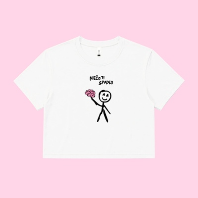 Dotyk Slov dámsky crop top Niečo ti spadlo biela