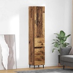 vidaXL Висок шкаф Старо дърво 34, 5 x 34 x 180 см Инженерна дървесина (3415689)