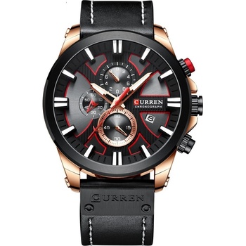 Curren Мъжки часовник Curren Cerulean, Хронограф, Естествена кожа, Кварцов, Черен/Златист (CURREN-8346-BLACK-GOLD)